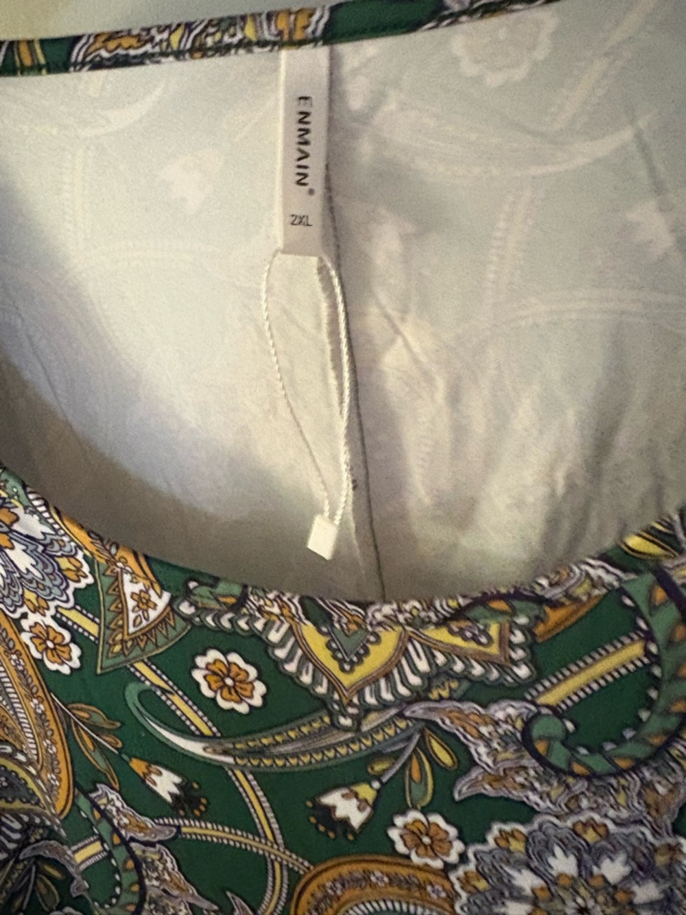 MWT- 2XL Gold Paisley 3/4 Sleeve Tunics Dressy Casual Loose Blouses Swing Flare - Picture 7 of 10